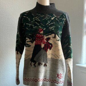 Ralph Lauren Vintage Knit Sweater with Holiday Scene